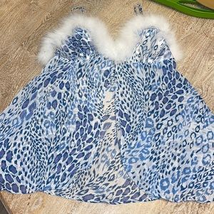 Cinema Etoile Gorgeous Vintage Blue Leopard Sexy Corset Bustier Lingerie Medium